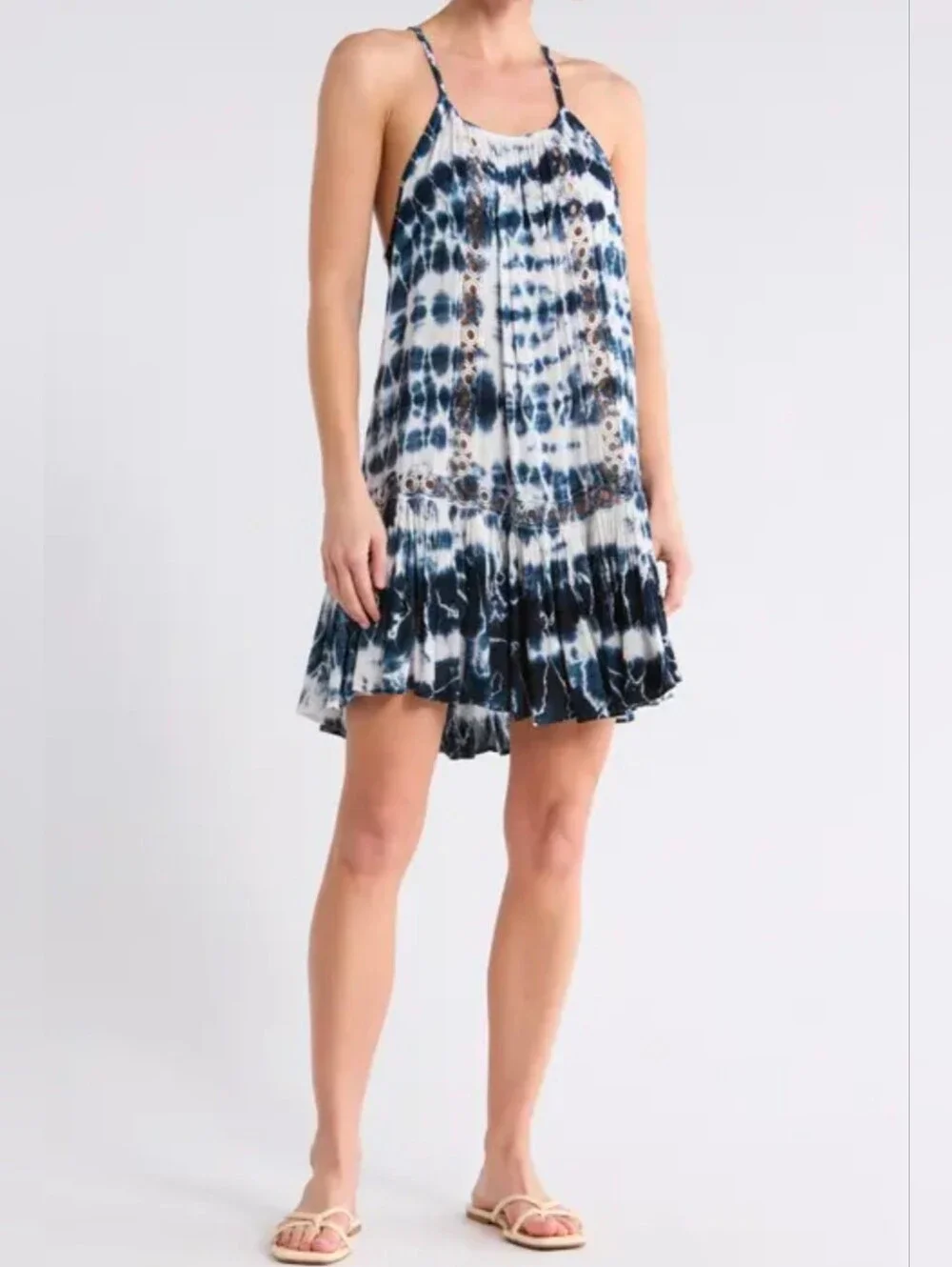 Raviya Navy & White Tie-Die Cover Up Dress - Picture 1 of 10